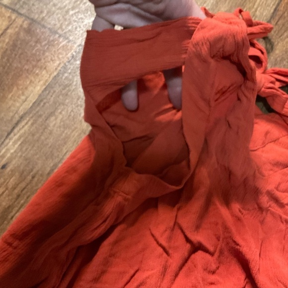 Lulus Adrift Tank Top Women's Medium Orange Side Cut Out Tie Back - Picture 2 of 7